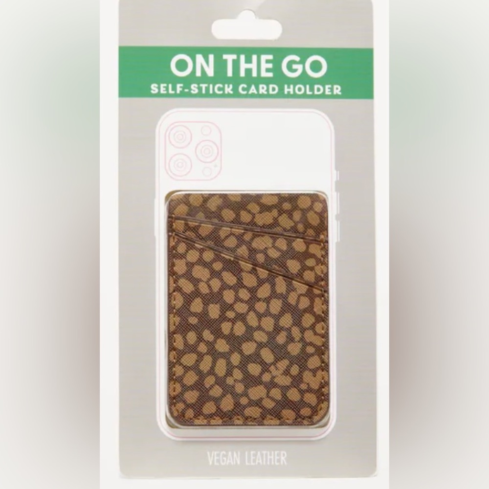 Self Stick Cell Phone Card Holder - Leopard